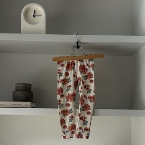 Little & Lively Cream Floral Baby/Toddler Leggings with Rust Red Roses